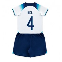 Camisa de Futebol Inglaterra Declan Rice #4 Equipamento Principal Infantil Mundo 2022 Manga Curta (+ Calças curtas)